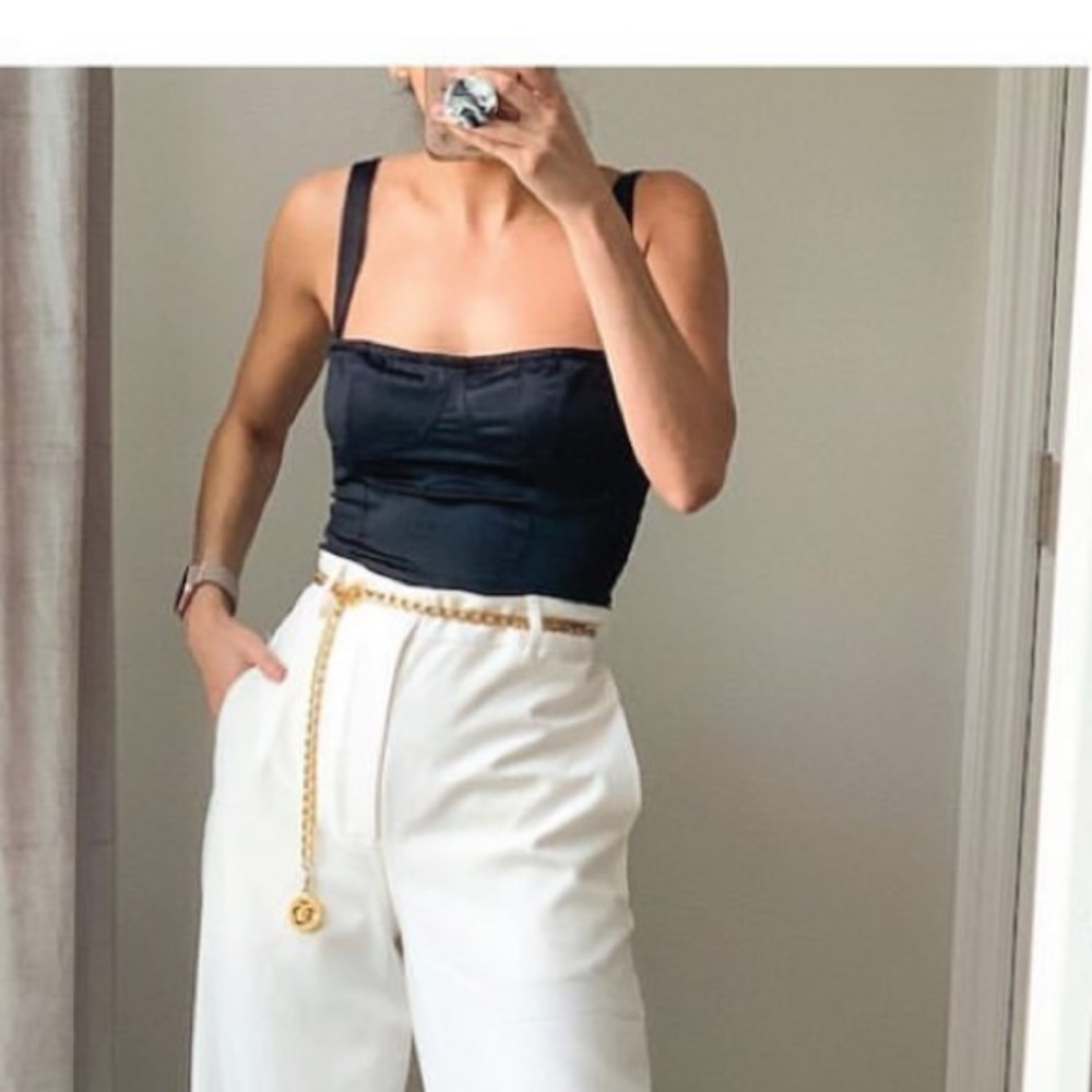Danielle Bernstein Womens Sweetheart Sleeveless Crop Top